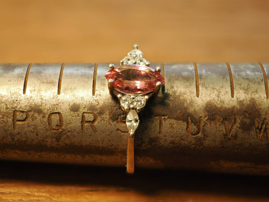 Sterling Silver Marquise-Cut Pink Tourmaline Ring with Zircon Accents
