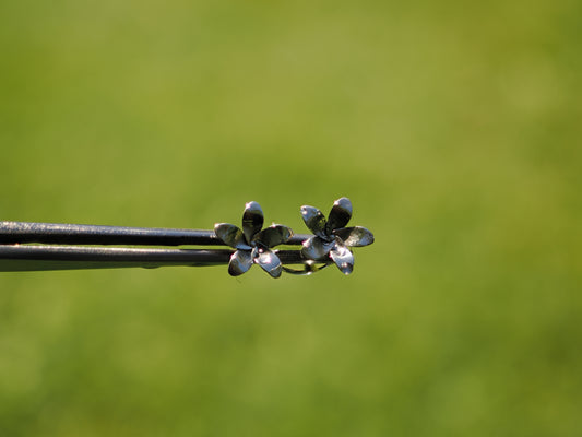 Palladium & Silver Blend Floral Stud Earrings