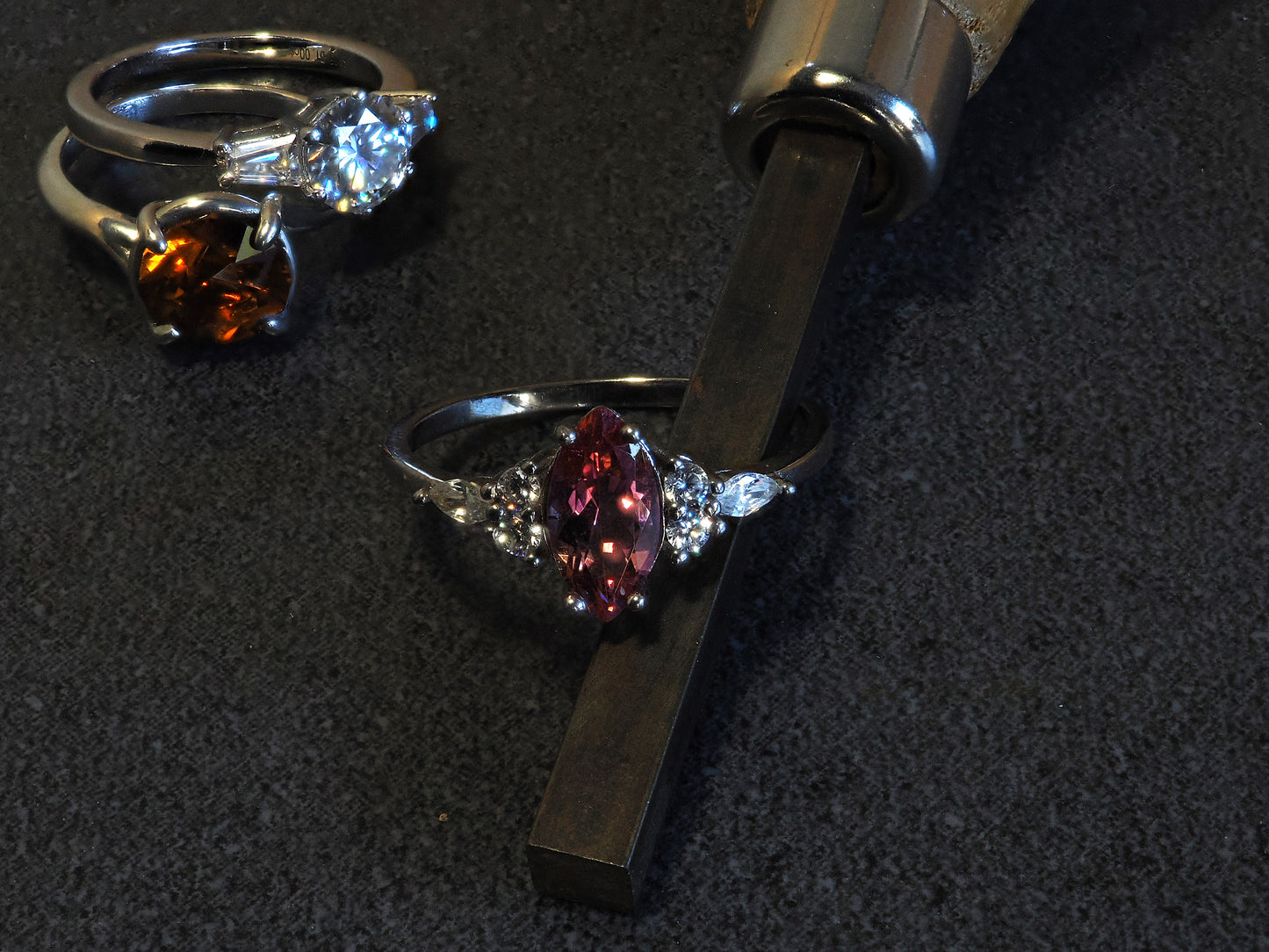 1ct Marquise Pink Tourmaline Ring in Platinum-Plated Sterling Silver