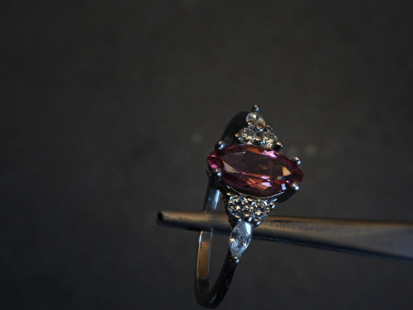 1ct Marquise Pink Tourmaline Ring in Platinum-Plated Sterling Silver