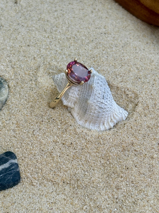 "Emberithë" - Pink to soft champagne Colour-Shift Tourmaline Ring — 2.9ct (Size R ½,9 US)